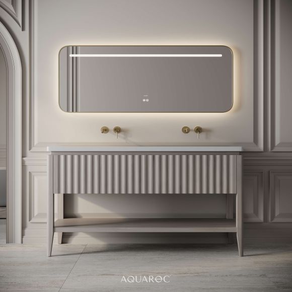 Kensington Double Vanity Unit & Stone Basin 1400mm Sabbia Grigio Oak
